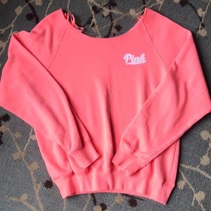 Off the Shoulder Pink Sweatshirt